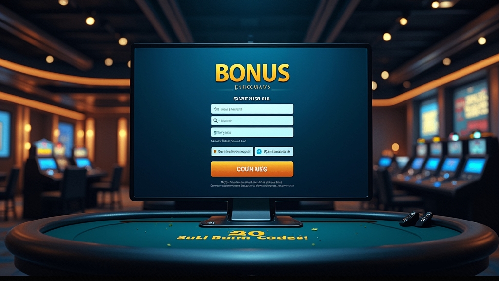 Casino registration screen showing bonus code options in a dark lobby