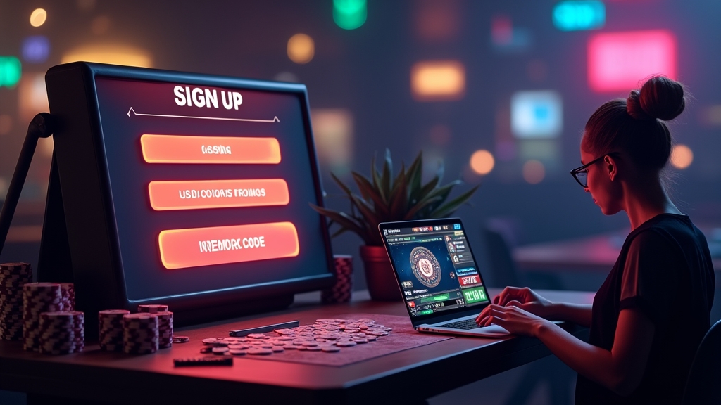 Player entering a promo code on a casino registration form