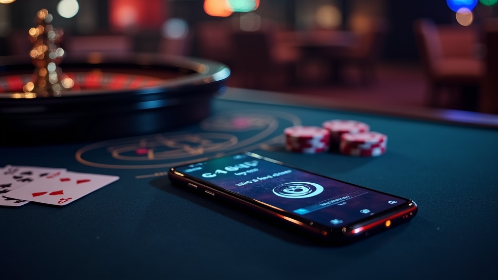 Android phone showing APK installation in a dark casino environment