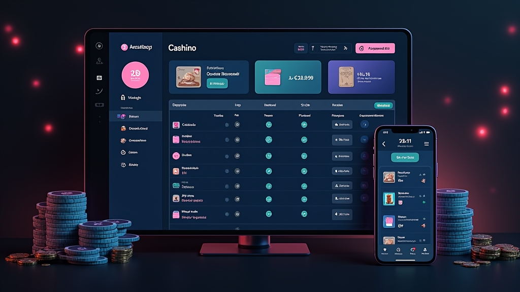 Ein Casino-Kassen-Dashboard, das Einzahlungs- und Auszahlungsmethoden vergleicht